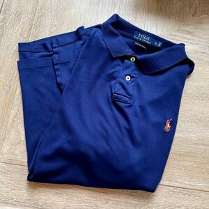 Men's Ralph Lauren polo size XL navy blue with brown emblem